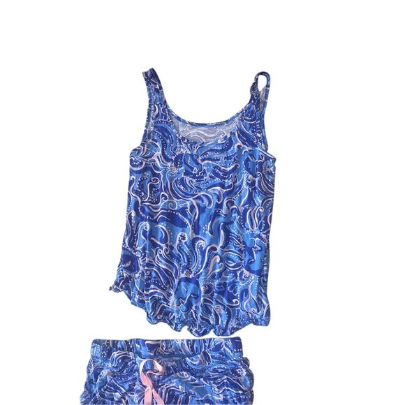 Beautiful Lilly Pulitzer PJ Knit Pants and top Coastal Blue Whispurr Pajama Set - Picture 4 of 12